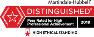 Martindale-Hubbell' | Distinguished | Peer Rated for High Professional Achievement | 2018 | High Ethical Standing
