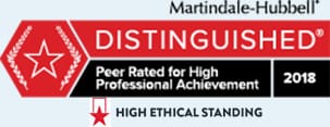 Martindale-Hubbell' | Distinguished | Peer Rated for High Professional Achievement | 2018 | High Ethical Standing